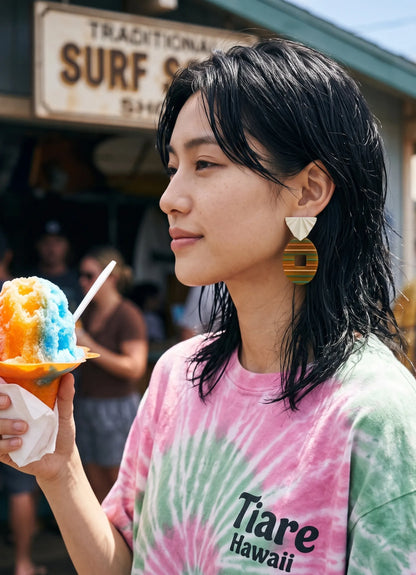 Hawaii Sunset Stripe Acrylic Drop Earrings, K-Style Resort