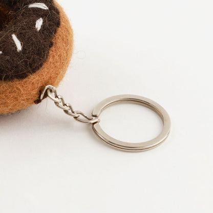 Nepal Handmade Wool Felt Foodie Keychain - Donut Cookie Fries Bag Charm