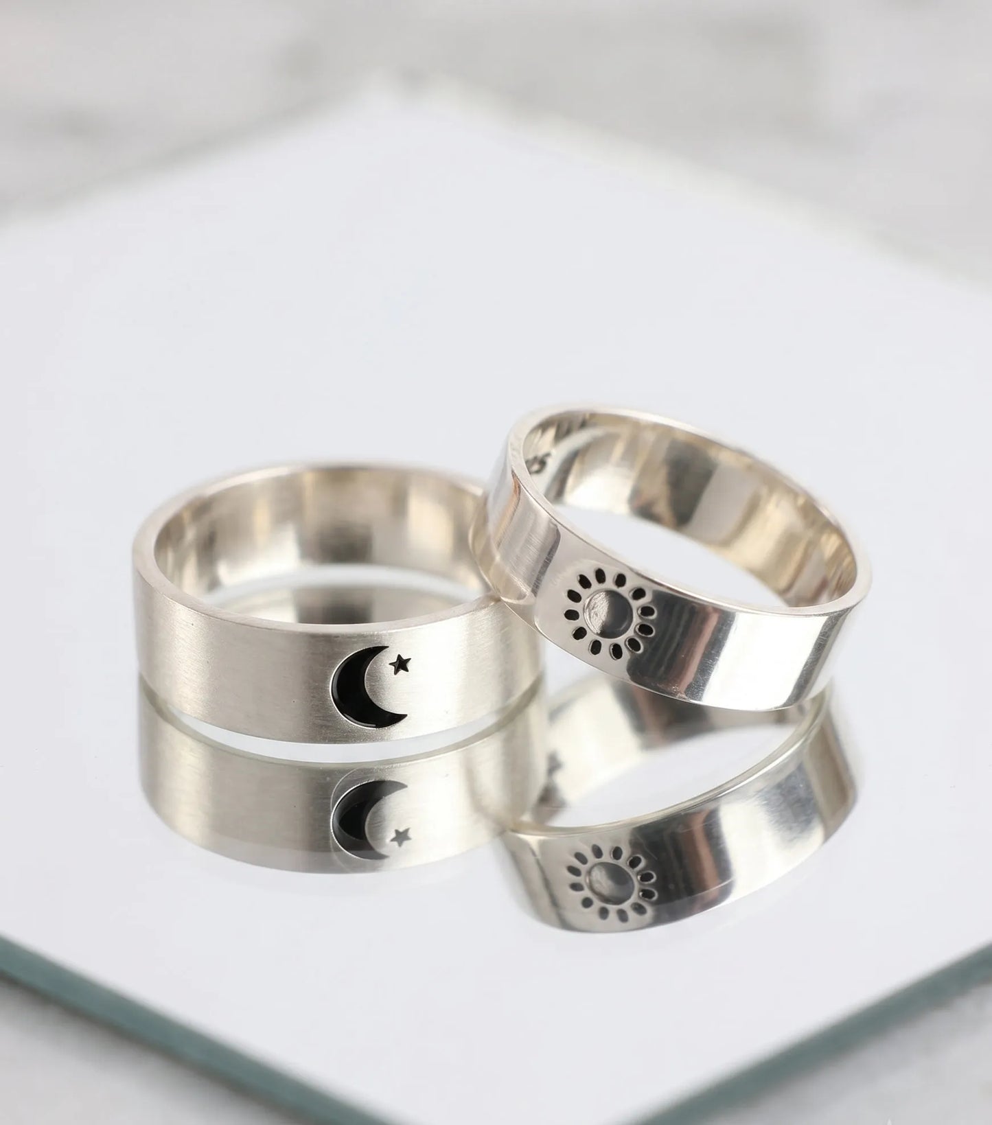 Sun & Moon Promise Ring — 925 Silver | Matching Set