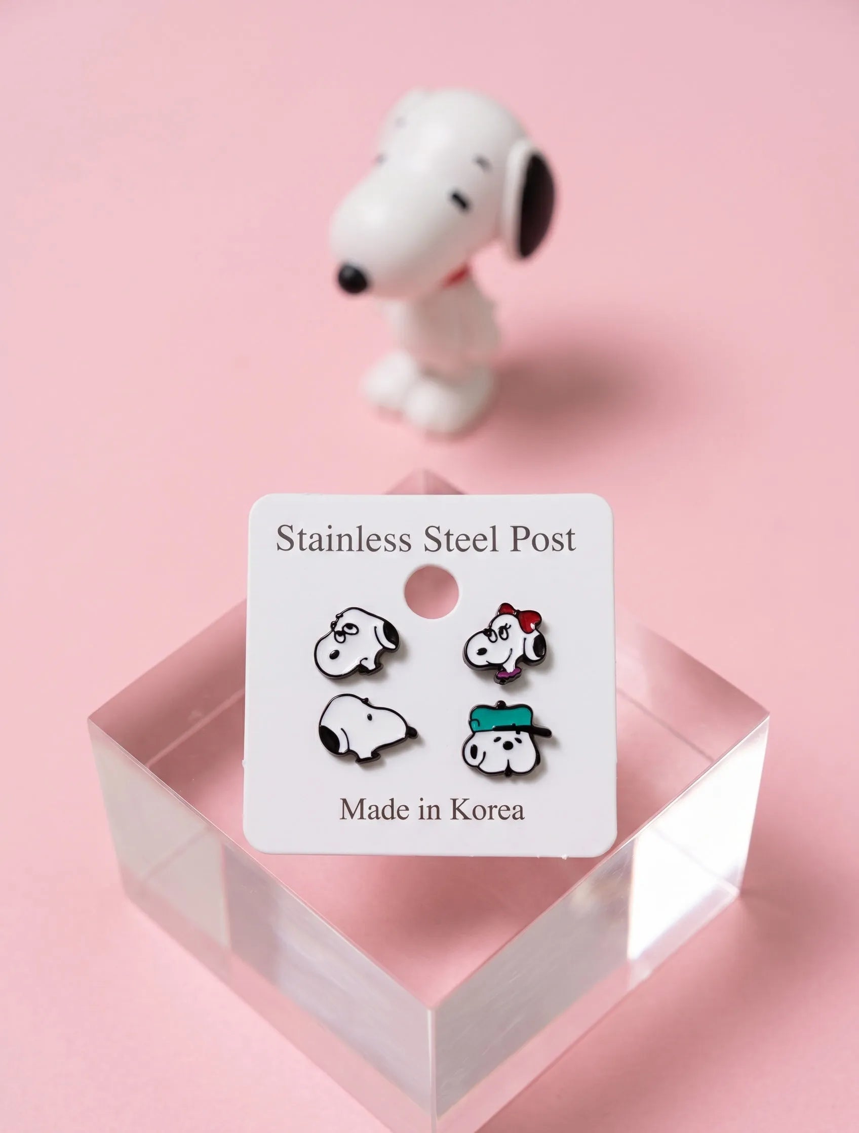 Vintage cartoon stud earrings 4-piece set, stainless steel post, kidult jewelry gift