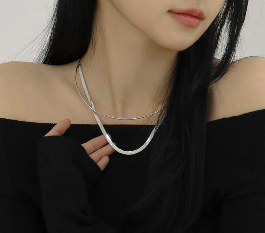 Layered Snake Chain Choker – Minimalist Brass Necklace | 8TTITTO8