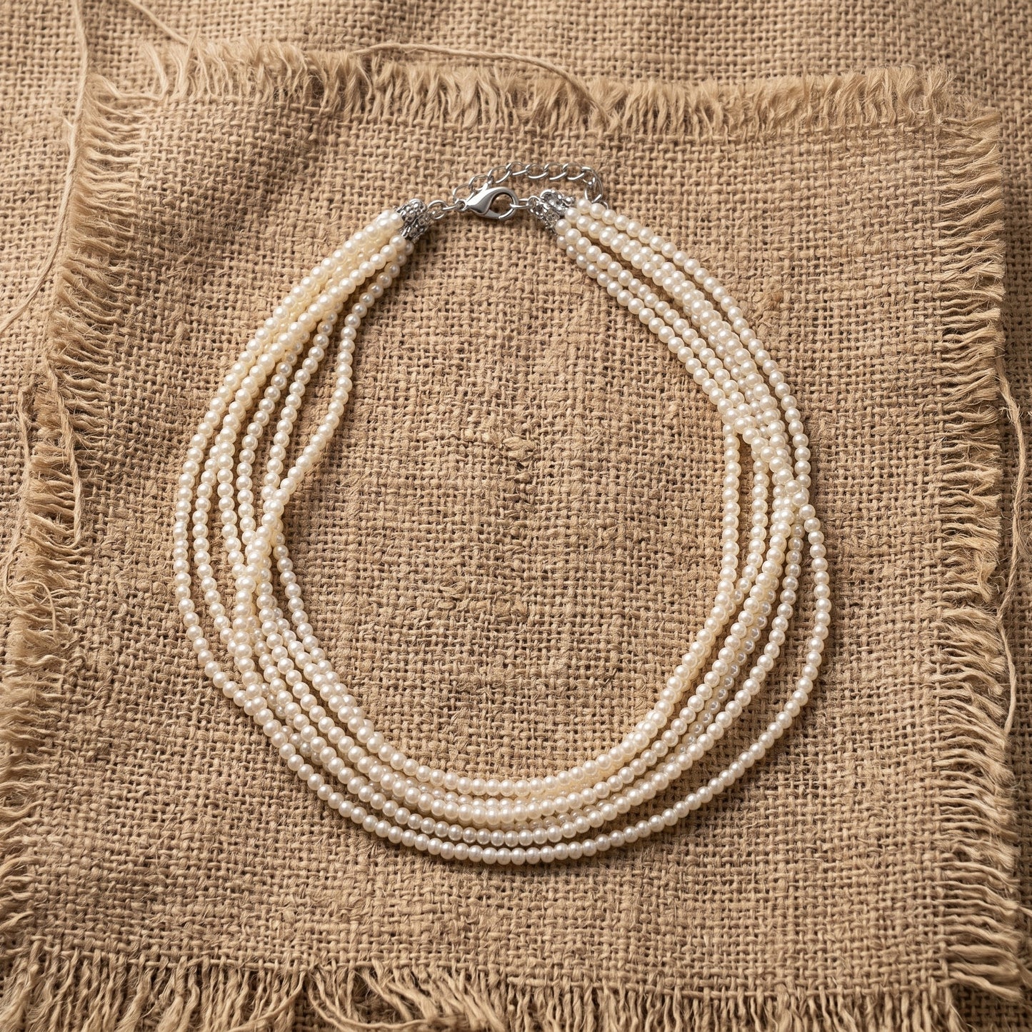 5-Strand Pearl Choker Necklace | Layered Pearl Necklace for Women