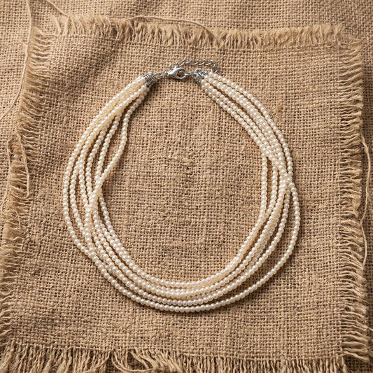 5-Strand Pearl Choker Necklace | Layered Pearl Necklace for Women
