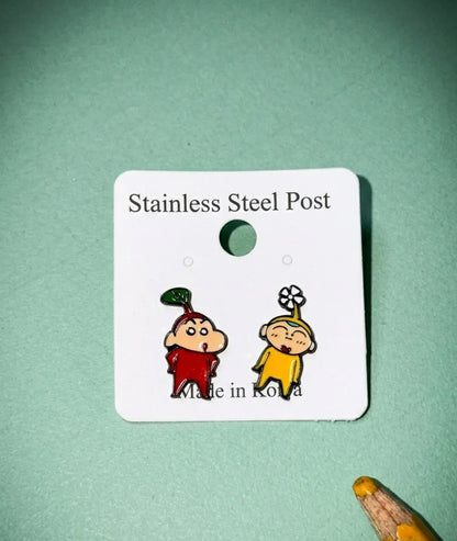 Crayon Shin-chan Mismatch Earrings — The K-Style Staple