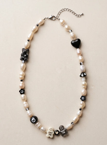 Kitsch Freshwater Pearl Charm Necklace — 8-Ball & Gingerbread Beads