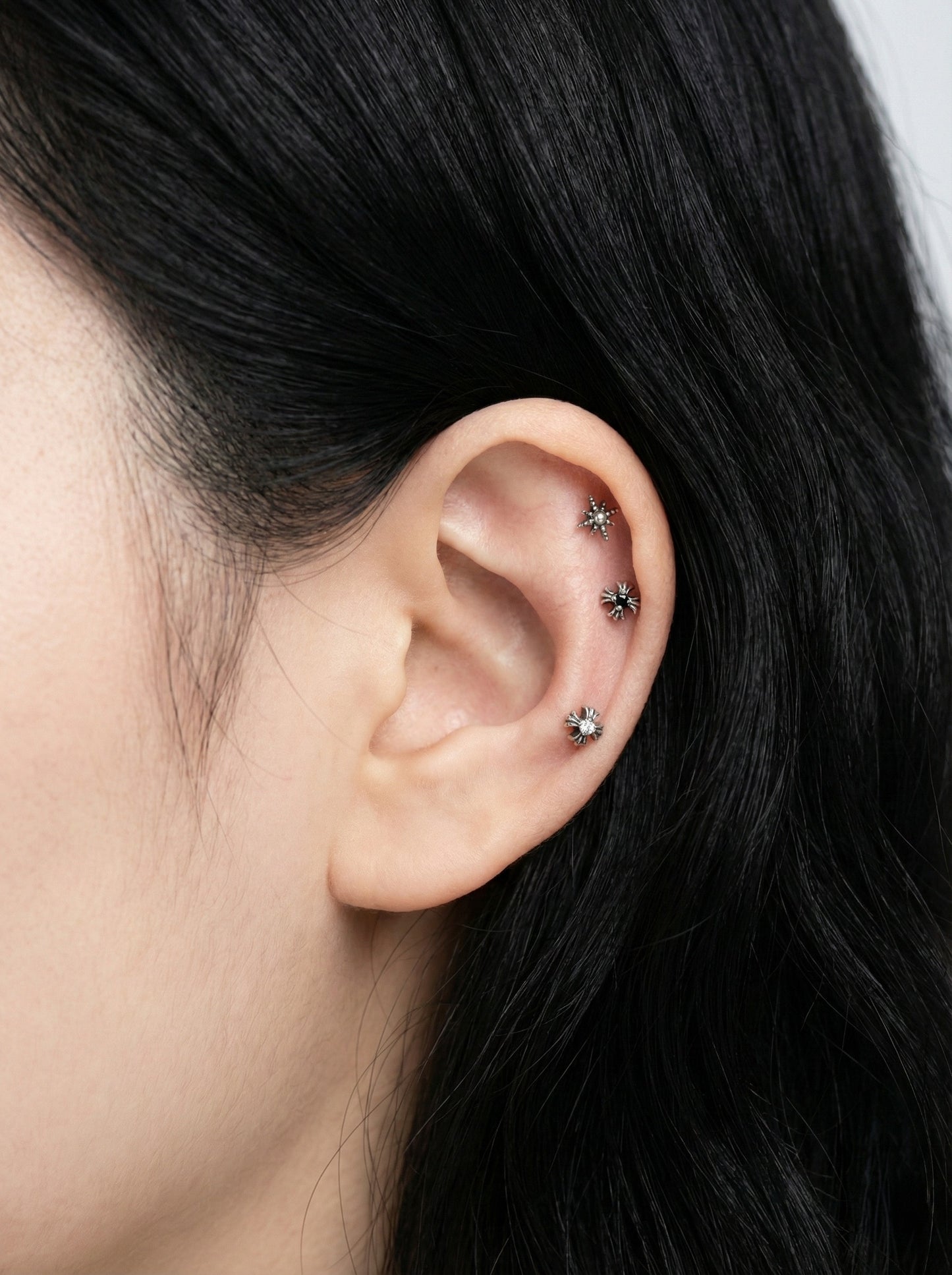 Antique Gothic Barbell Ball Earring – 4 Symbol Options