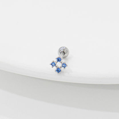 Blue CZ Barbell Studs (3 Styles) – Rhodium Plated