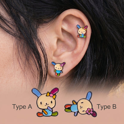 ✅ "Sanrio Usahana Y2K enamel barbell studs 
    flatlay with pastel macarons — kawaii 
    kidcore jewelry handmade in Korea"
