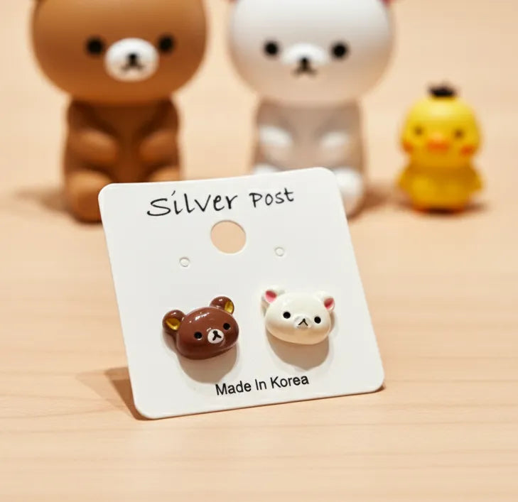 Rilakkuma Inspired Mismatched Bear Studs | Handmade in Korea