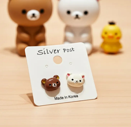 Rilakkuma Inspired Mismatched Bear Studs | Handmade in Korea