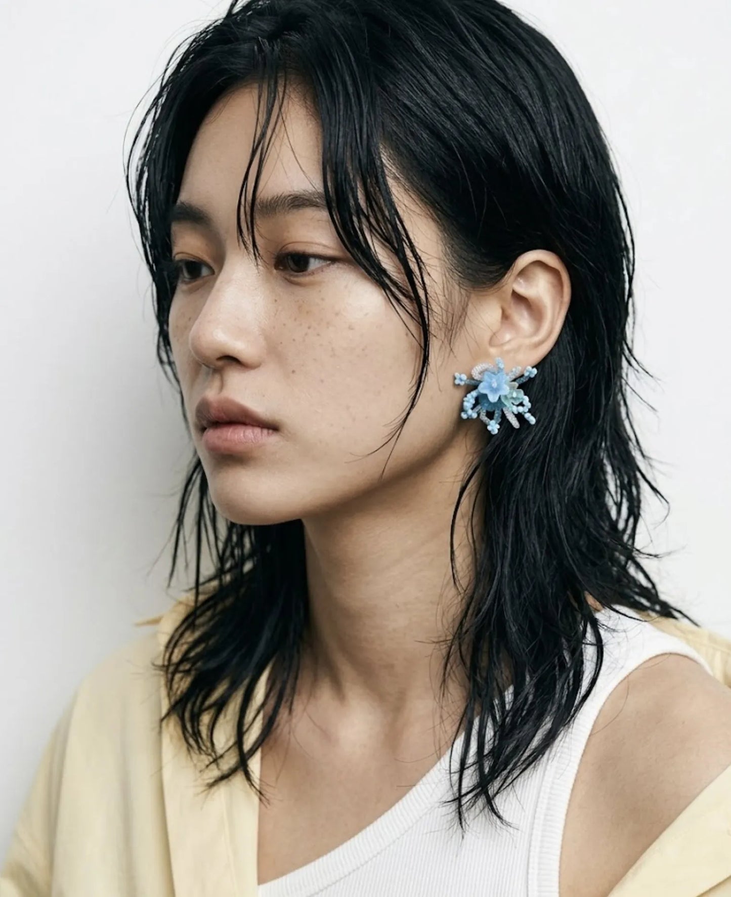 Sky Bloom Crystal Jelly Flower Bead Earrings | K-Style Handmade