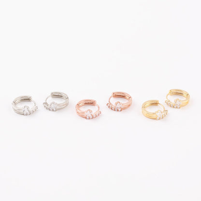 Star CZ Double-Row Huggie Hoop Earrings – Gold, Silver & Rose Gold