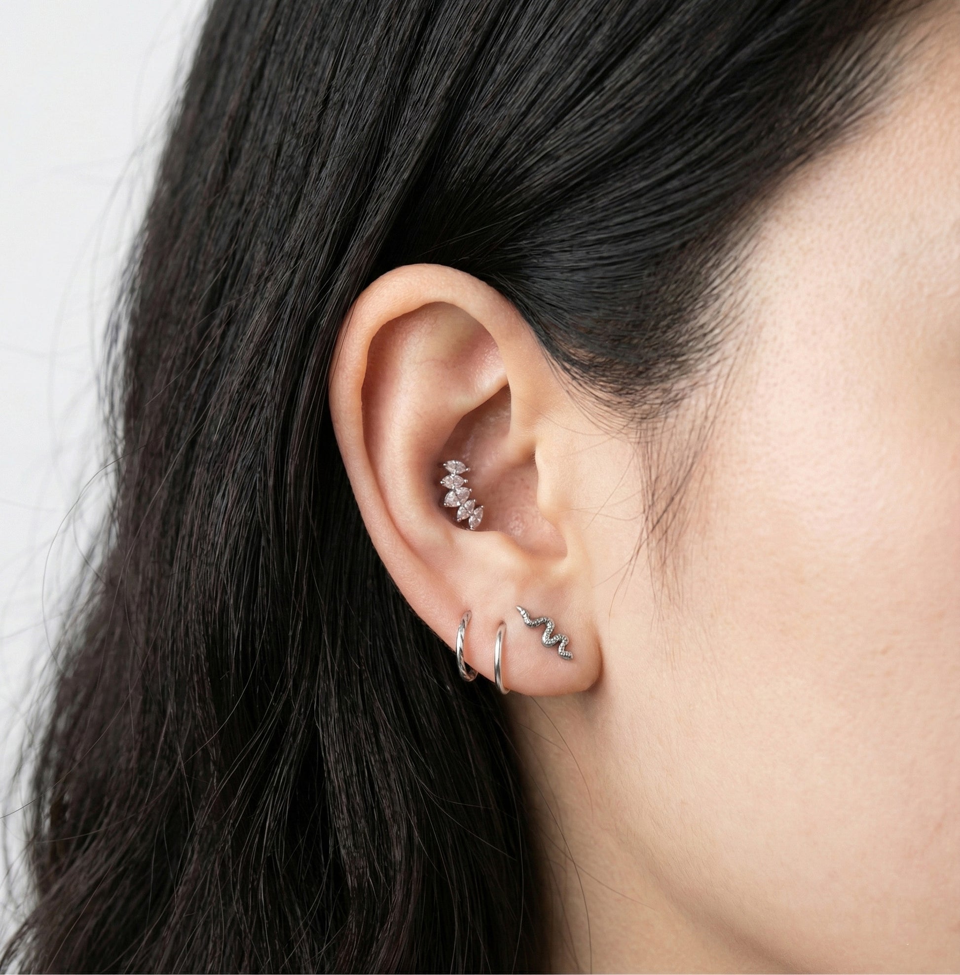 Wing marquise cubic stud earrings in gold, silver, and rose gold with surgical steel posts