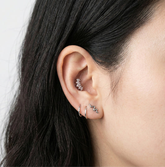 Wing marquise cubic stud earrings in gold, silver, and rose gold with surgical steel posts