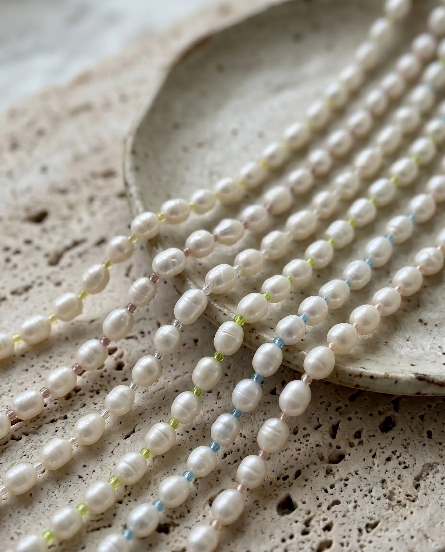 Real Freshwater Pearl & Color Bead Choker Necklace | Y2K Kitsch Neck Stack
