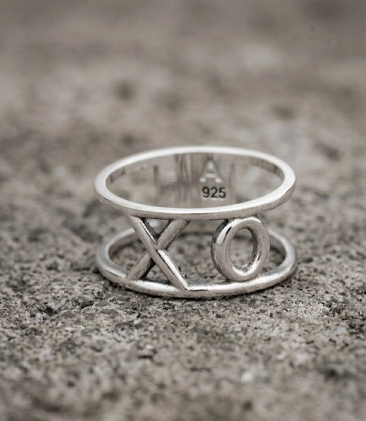 Chunky XO 925 Sterling Silver Bold Wide Band Ring | Handmade Korea