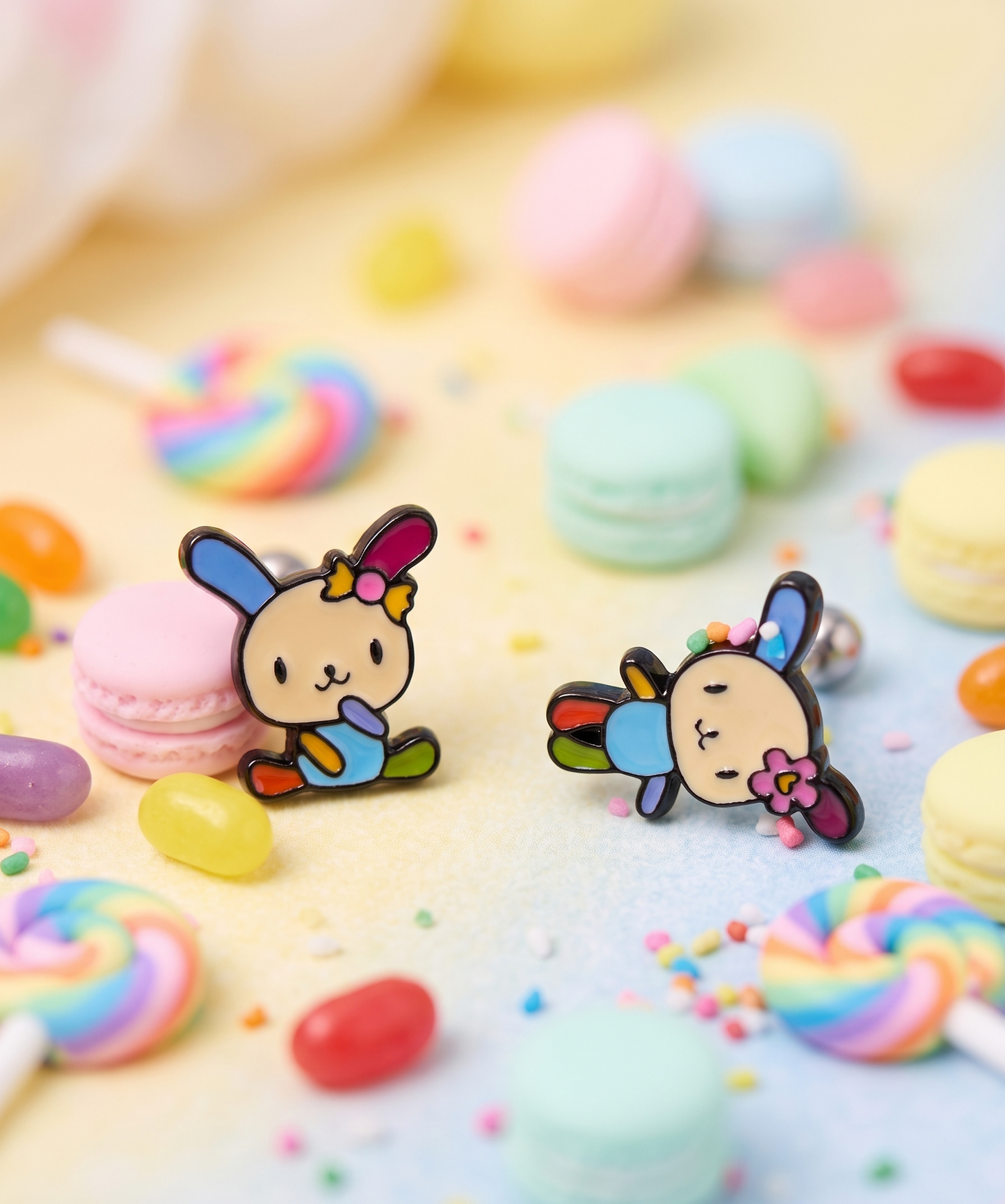 Sanrio Usahana Barbell Stud Earrings – Y2K Kawaii Piercing