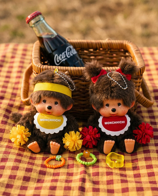 Monchhichi Cheerleader Plush Keychain Bag Charm | Yellow & Red