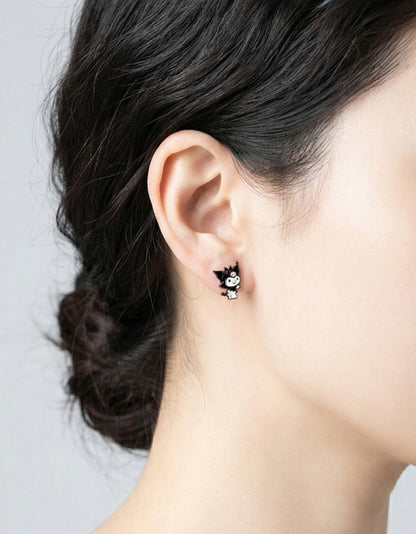Kuromi Mini Stud Earrings – 925 Silver Post, Enamel Brass | Made in Korea (Pair, 2 Designs)