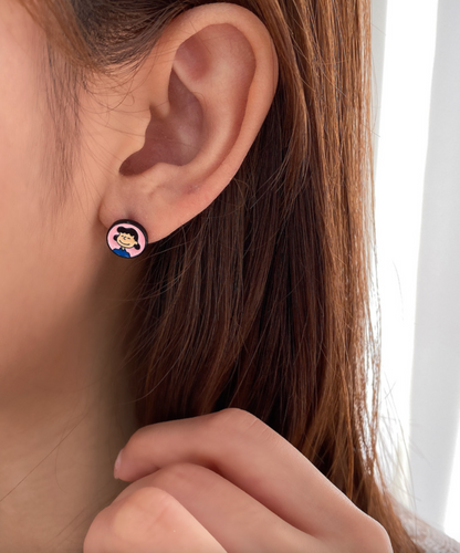 Handmade Snoopy, Woodstock, Lucy & Charlie Brown Studs – 4-Pair Silver Post Set