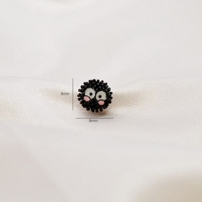 Soot Sprite Susuwatari Barbell Earrings – Studio Ghibli Inspired Surgical Steel | 8TTITTO8