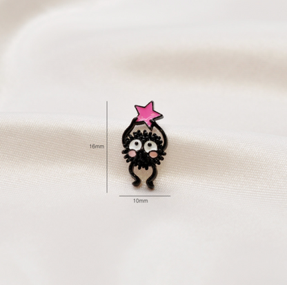 Soot Sprite Susuwatari Barbell Earrings – Studio Ghibli Inspired Surgical Steel | 8TTITTO8