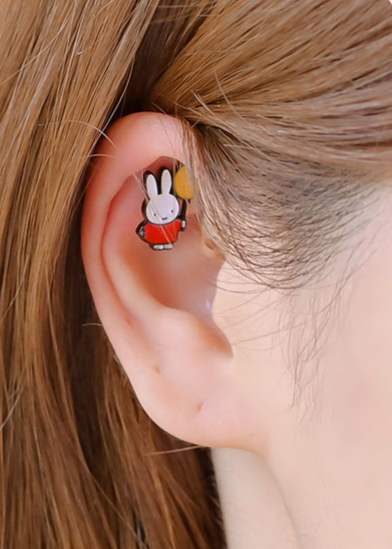 Miffy-Inspired Bunny Balloon Barbell | Kawaii Inner Conch Piercing | Made in Korea