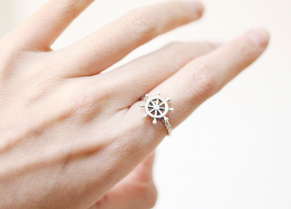 925 Steering Wheel Ring – Captain of My Life Jewelry in Silver US Size 4-13