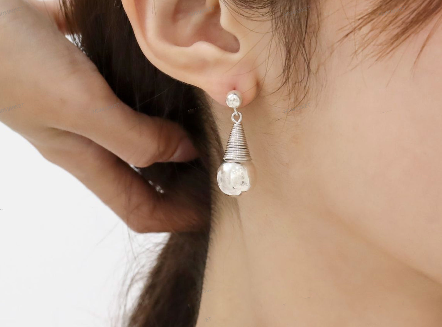 925 Sterling Silver Sculptural Ball  Drop Chunky Earrings