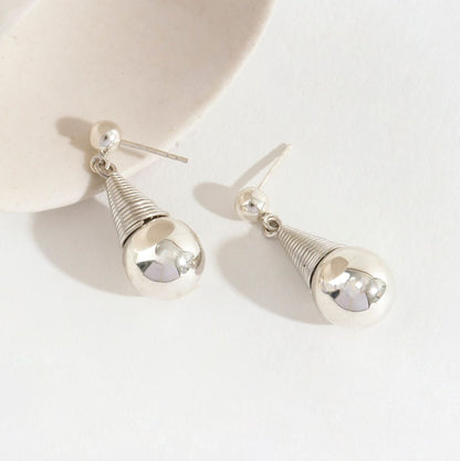 925 Sterling Silver Sculptural Ball  Drop Chunky Earrings