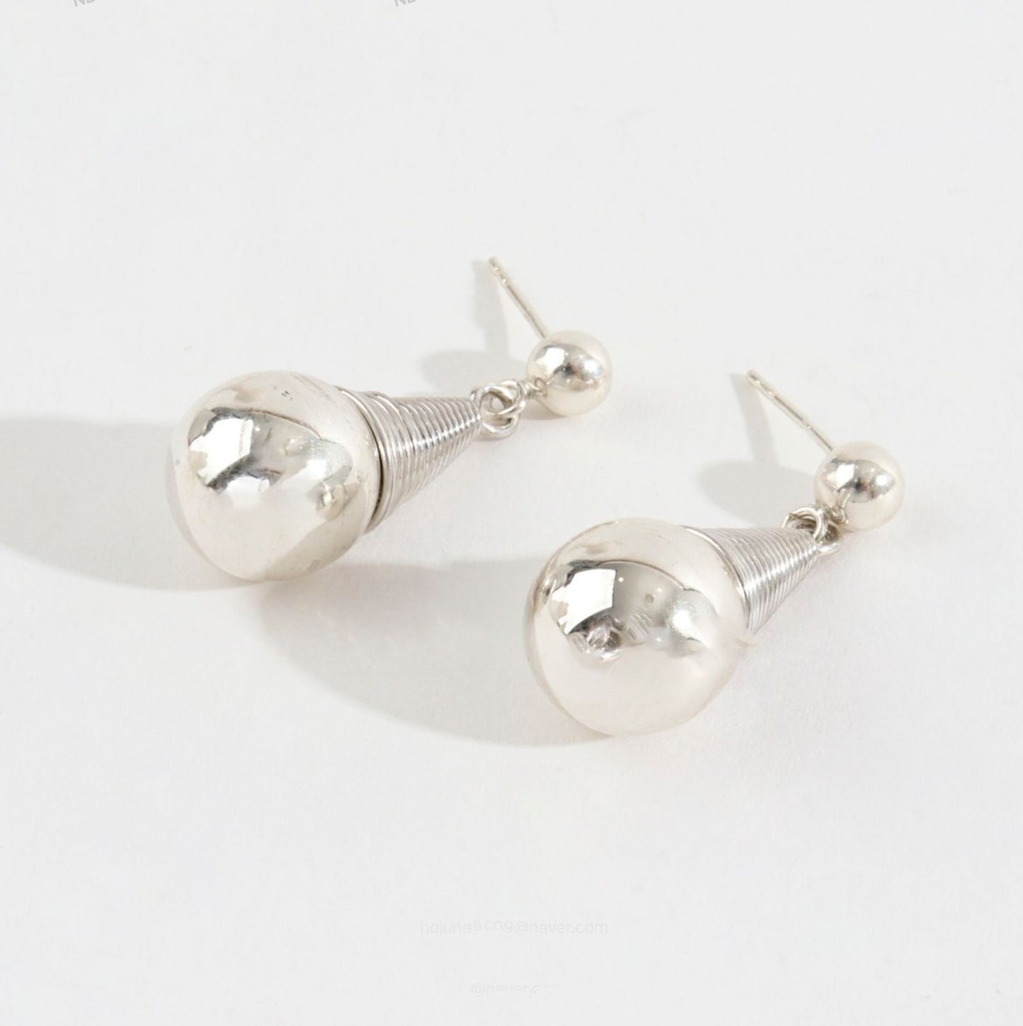 925 Sterling Silver Sculptural Ball  Drop Chunky Earrings