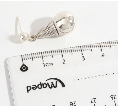 925 Sterling Silver Sculptural Ball  Drop Chunky Earrings