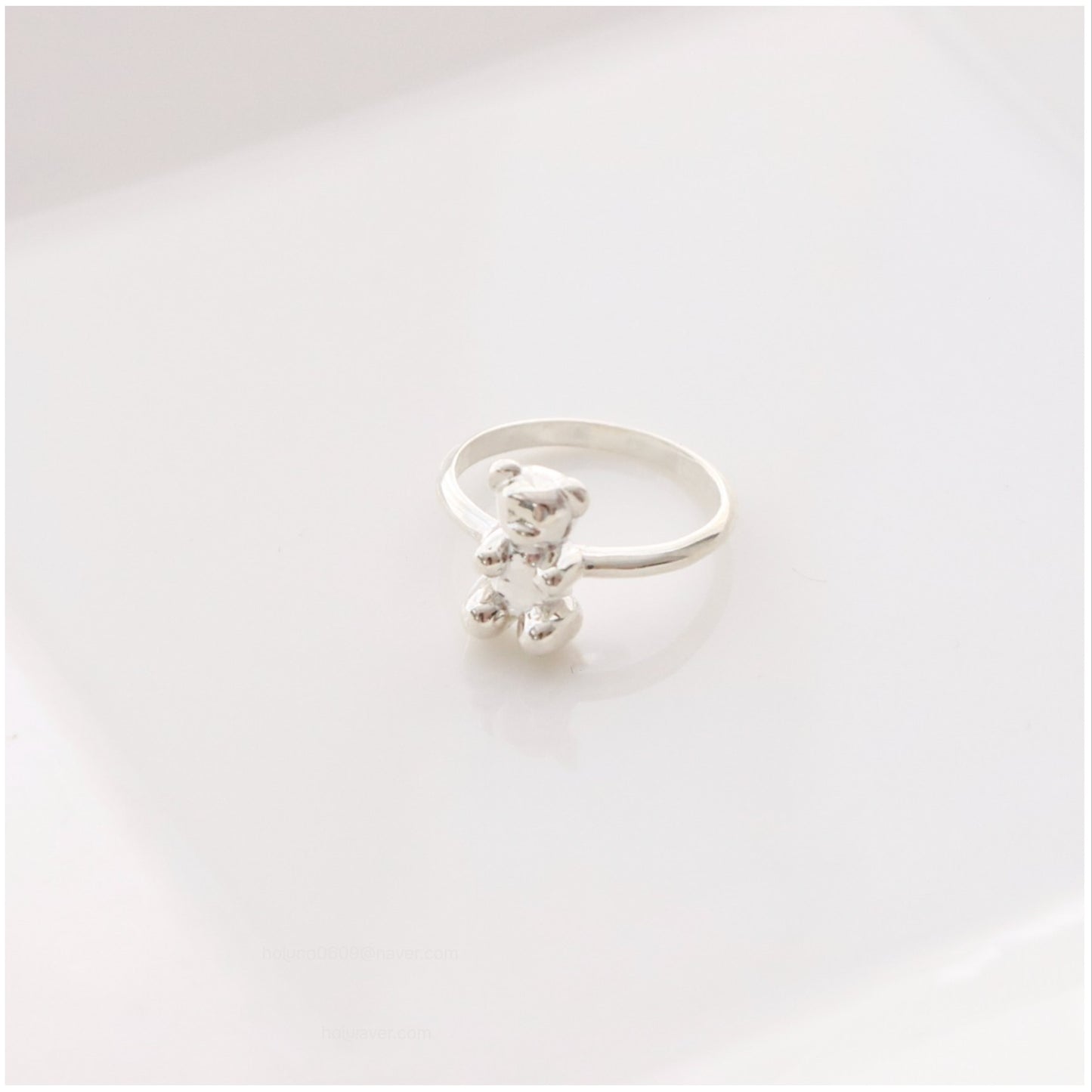 925 Sterling Silver Teddy Bear Ring – Cute Unique Adjustable Gift for Women & Girls