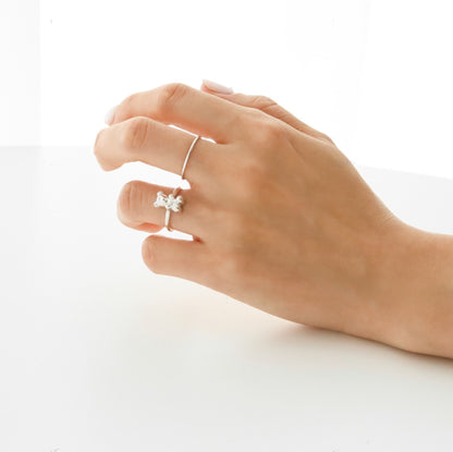 925 Sterling Silver Teddy Bear Ring – Cute Unique Adjustable Gift for Women & Girls