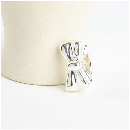 925 Sterling Silver Chunky Silver Bow Ring, Cute Statement Ribbon Ring