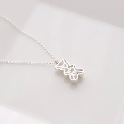 925 Sterling Silver Teddy Bear Necklace,Cute Minimalist Layering necklace