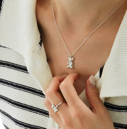 925 Sterling Silver Teddy Bear Necklace,Cute Minimalist Layering necklace