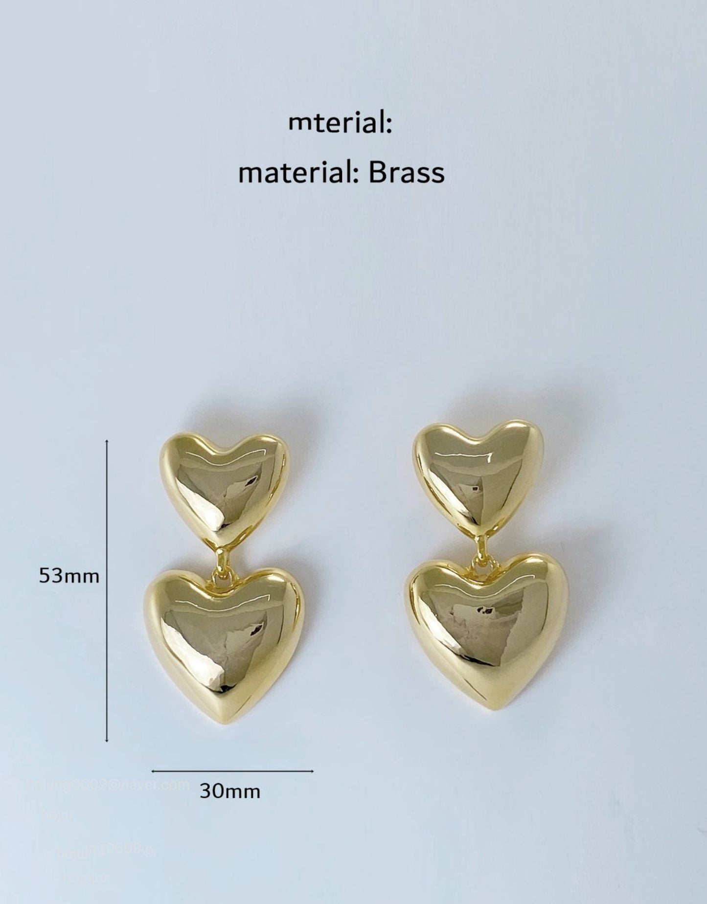 Chunky Puffed Double Heart Drop Earrings - Gold & Silver