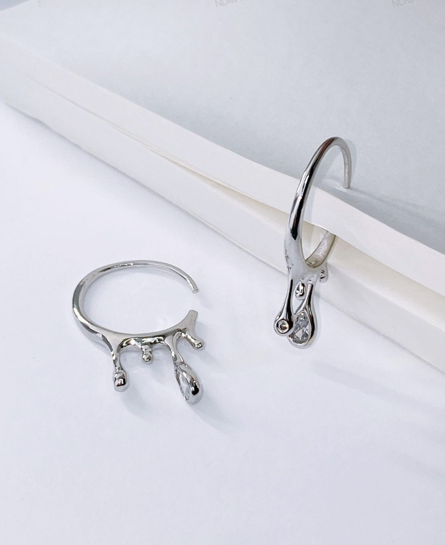 Teardrop Cubic C-Hoop Earrings in Gold & Silver - Titanium Post