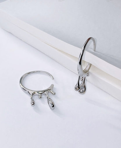 Teardrop Cubic C-Hoop Earrings in Gold & Silver - Titanium Post