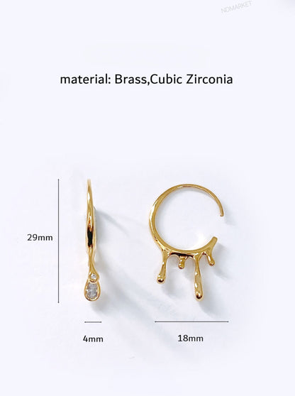 Teardrop Cubic C-Hoop Earrings in Gold & Silver - Titanium Post