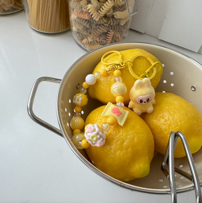 Labubu Inspired K-Kawaii Plush Keyring | Handmade Pastel Beaded Bag & Phone Charm