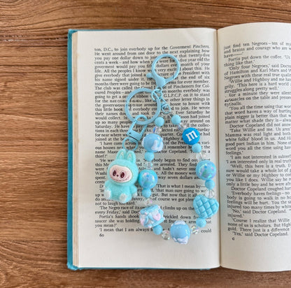 Labubu Inspired K-Kawaii Plush Keyring | Handmade Pastel Beaded Bag & Phone Charm