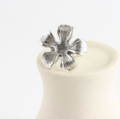 925 Sterling Silver Floral Ring - Delicate Flower Band for Women