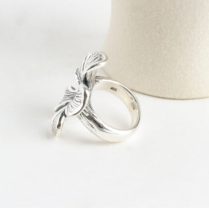 925 Sterling Silver Floral Ring - Delicate Flower Band for Women