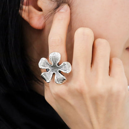 925 Sterling Silver Floral Ring - Delicate Flower Band for Women
