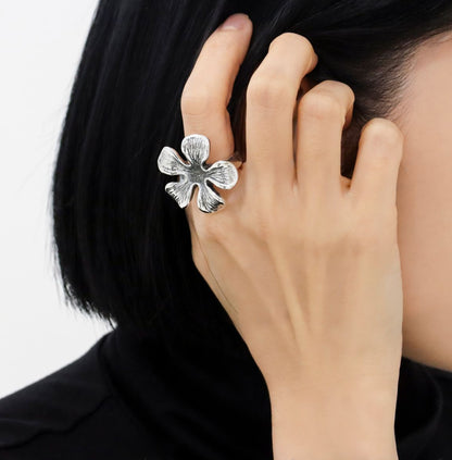 925 Sterling Silver Floral Ring - Delicate Flower Band for Women