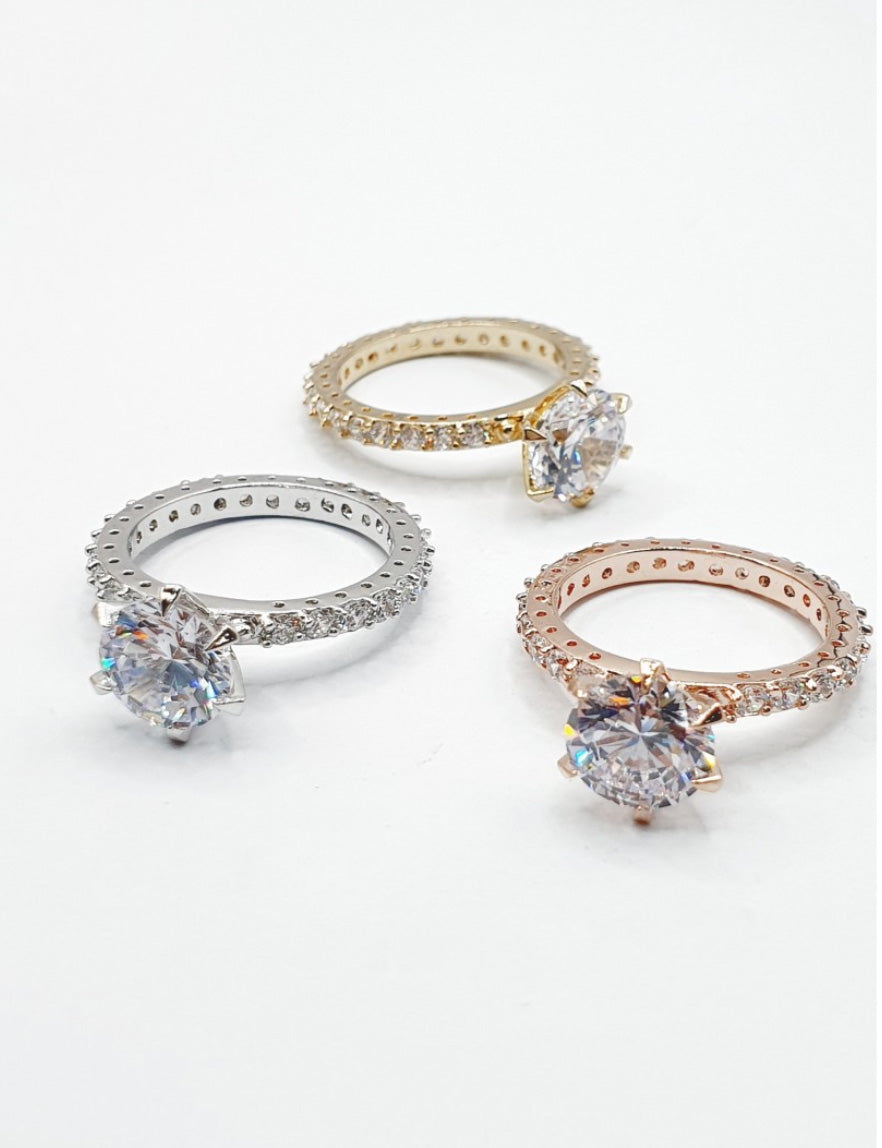 CZ Solitaire Eternity Band - Engagement & Anniversary Ring