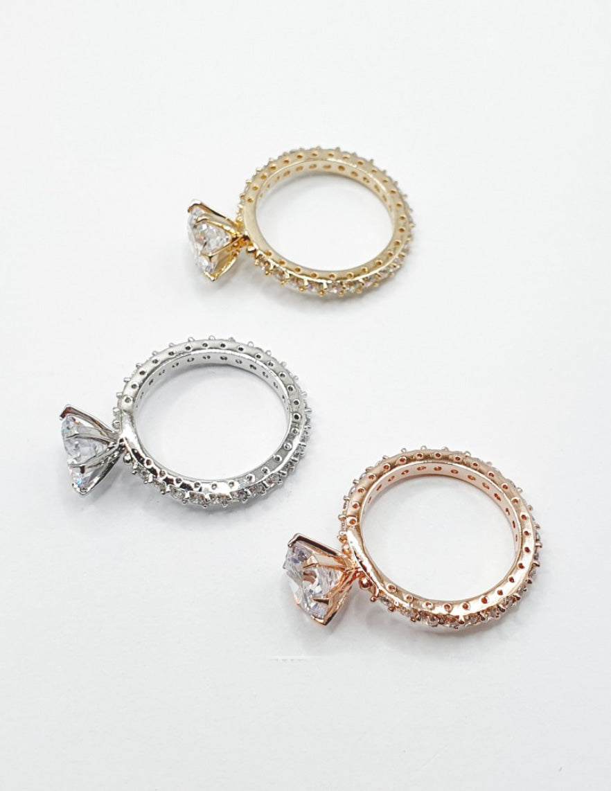 CZ Solitaire Eternity Band - Engagement & Anniversary Ring