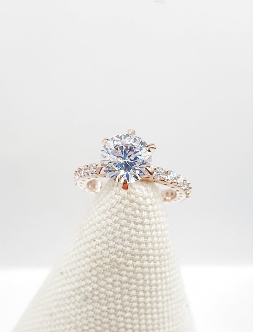 CZ Solitaire Eternity Band - Engagement & Anniversary Ring